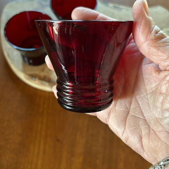 Vintage Anchor Hocking Windsor Royal Ruby Small Pedestal Cocktail Glasses - Picture 5 of 6
